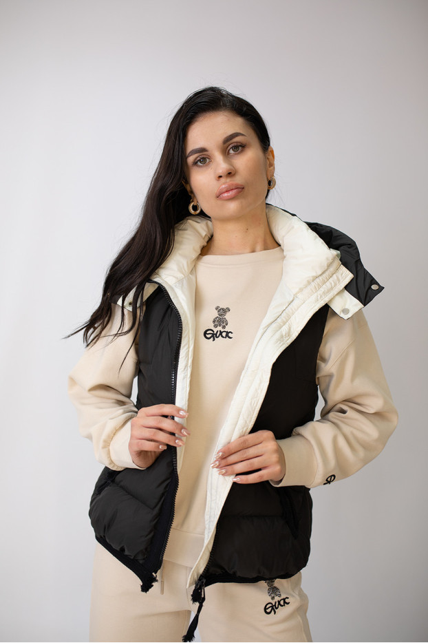 Жилет жіночий з капюшоном теплий 48-50 чорна (88008blXXXL) - фото 7