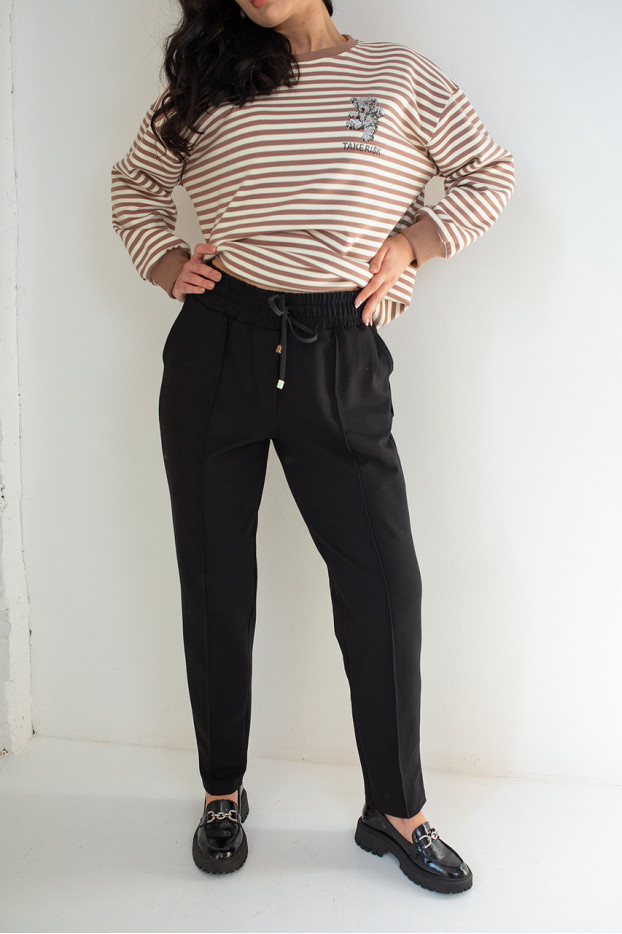 Брюки жіночі зі стрілкою 46-48 чорні (1099 S) - фото 1