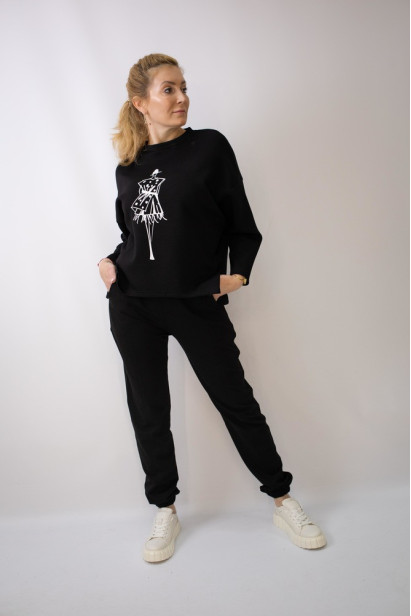 Брюки-джогери на резинці жіночі 52-54 чорні (6758XXL)