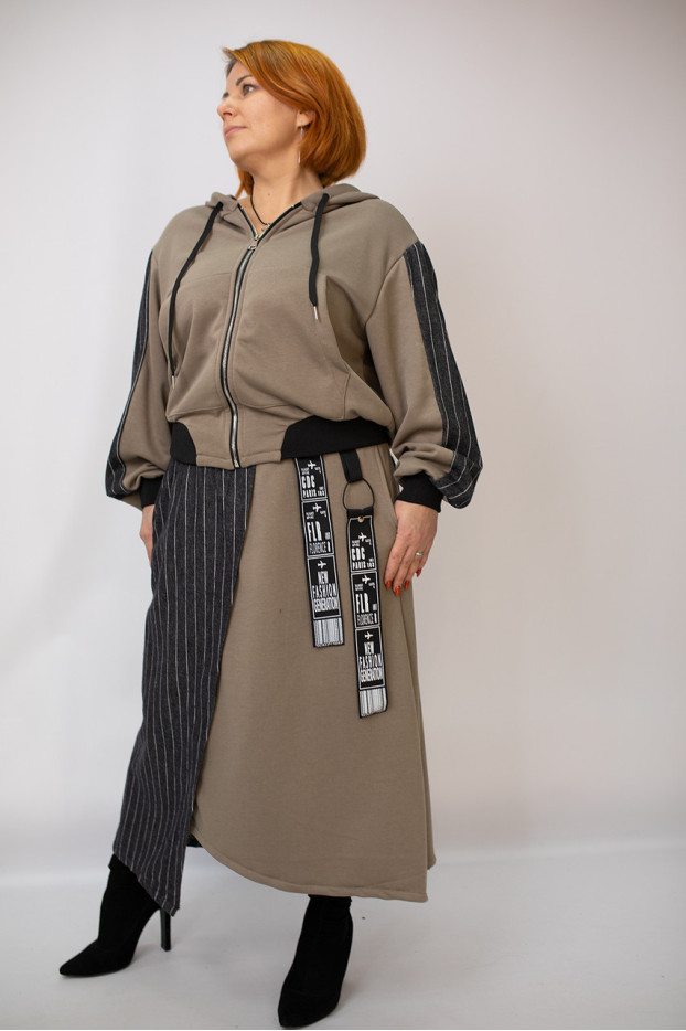 Костюм жіночий двійка 48-54 капучино (3699k) - фото 1