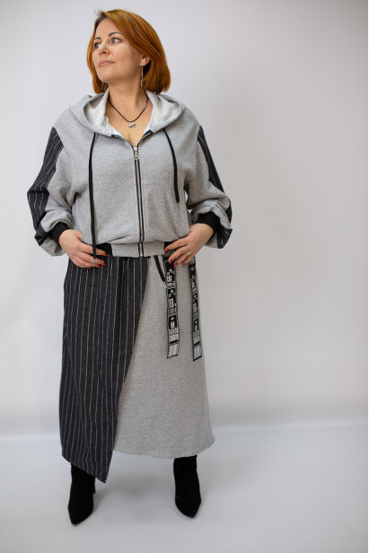 Костюм жіночий двійка 48-54 сірий (3699gr)