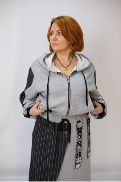 Костюм жіночий двійка 48-54 сірий (3699gr) - фото 4