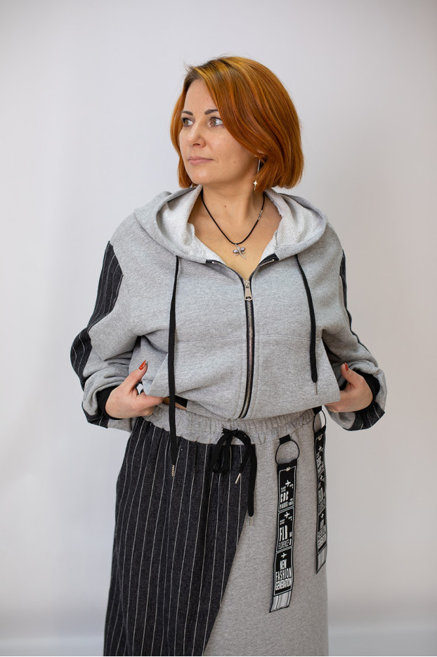 Костюм жіночий двійка 48-54 сірий (3699gr) - фото 4