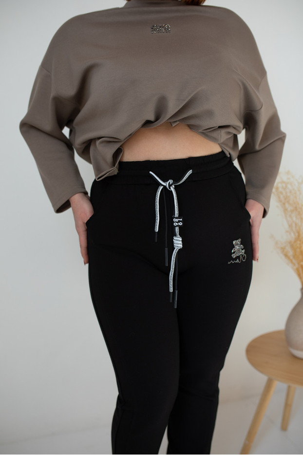 Брюки жіночі з камінчиками 54-56 чорні (027XXXXXL) - фото 4