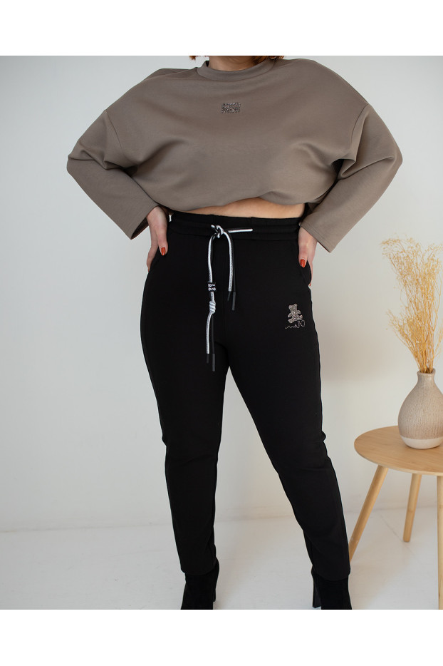 Брюки жіночі з камінчиками 52-54 чорні (027XXXXL) - фото 1