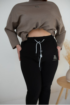 Брюки жіночі з камінчиками 48-50 чорні (027XL) - фото 4