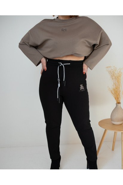 Брюки женские с камешками 48-50 черные (027XL)
