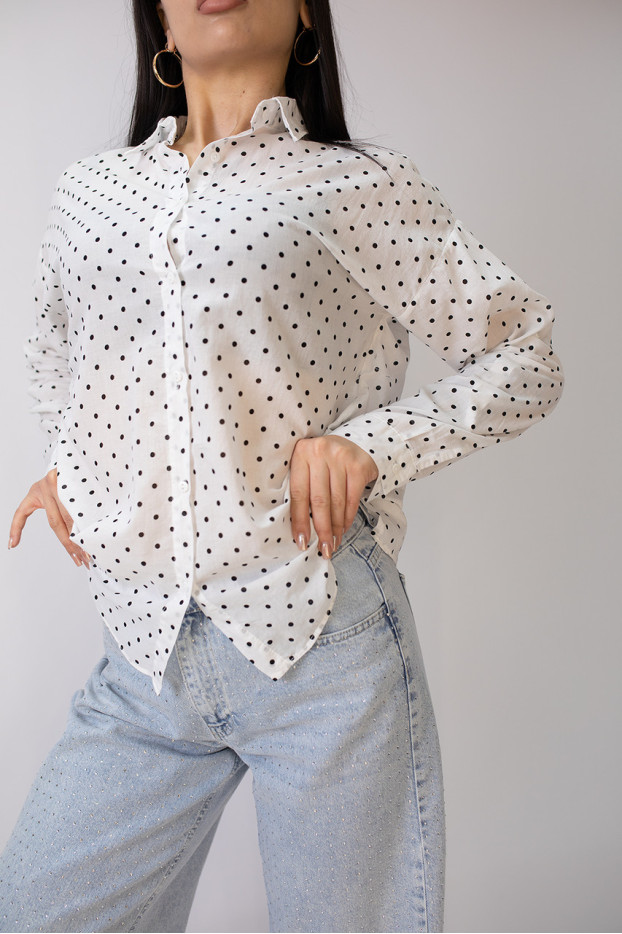Сорочка жіноча 46-48 біла у чорний горох (2033wS) - фото 4