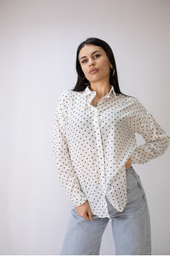 Сорочка жіноча 48-50 біла у чорний горох (2033wM) - фото 2
