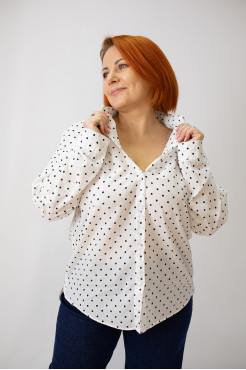 Сорочка жіноча 48-50 біла у чорний горох (2033wM) - фото 8