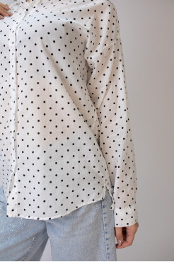 Сорочка жіноча 50-52 біла у чорний горох (2033wL) - фото 3