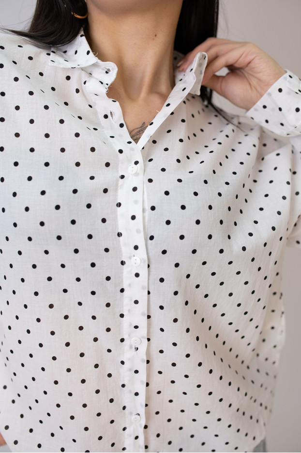Сорочка жіноча 50-52 біла у чорний горох (2033wL) - фото 5