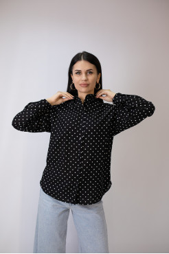 Сорочка жіноча 50-52 чорна у білий горох (2033blL) - фото 1
