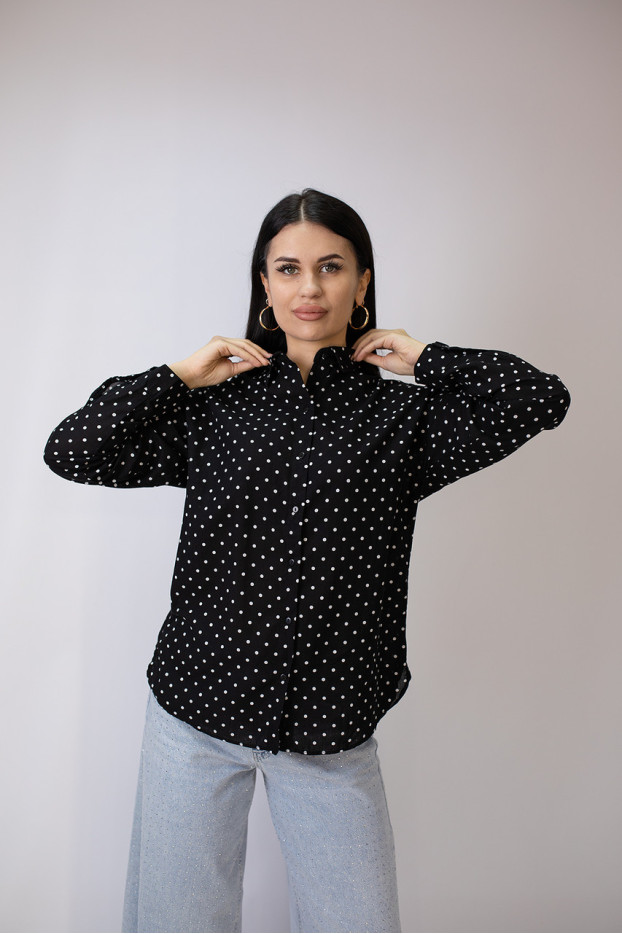 Сорочка жіноча 50-52 чорна у білий горох (2033blL) - фото 1