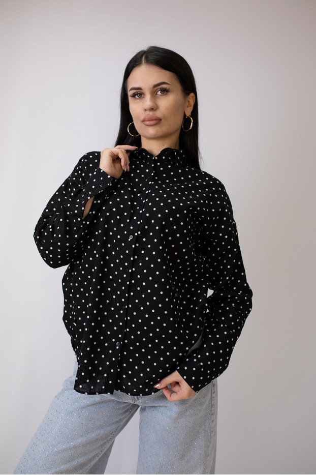 Сорочка жіноча 50-52 чорна у білий горох (2033blL) - фото 2