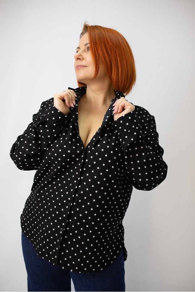Сорочка жіноча 50-52 чорна у білий горох (2033blL) - фото 9