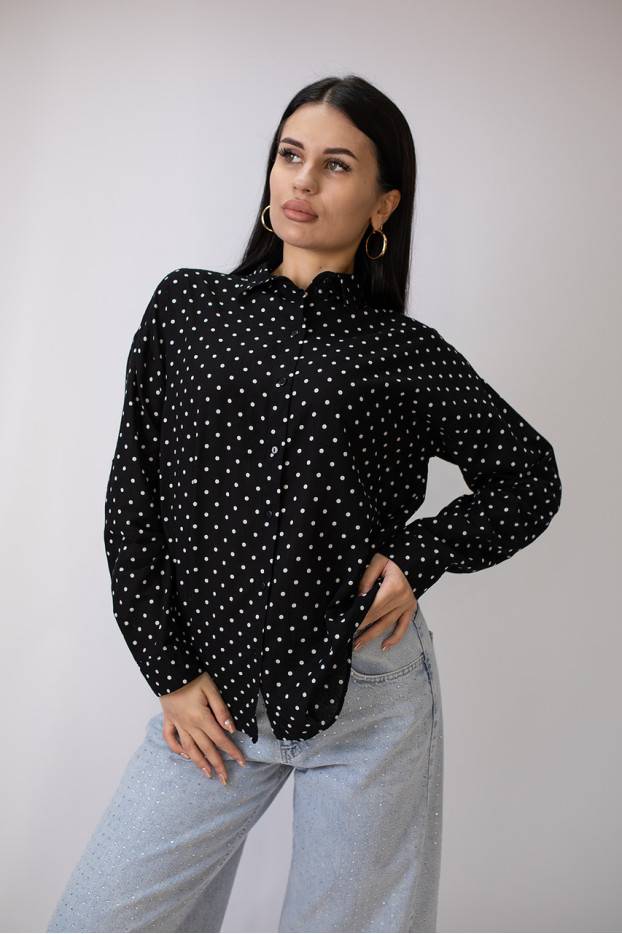 Сорочка жіноча 48-50 чорна у білий горох (2033blM) - фото 3