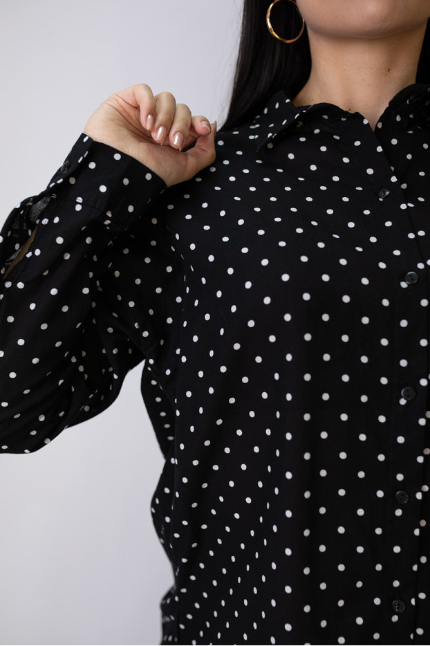 Сорочка жіноча 48-50 чорна у білий горох (2033blM) - фото 4