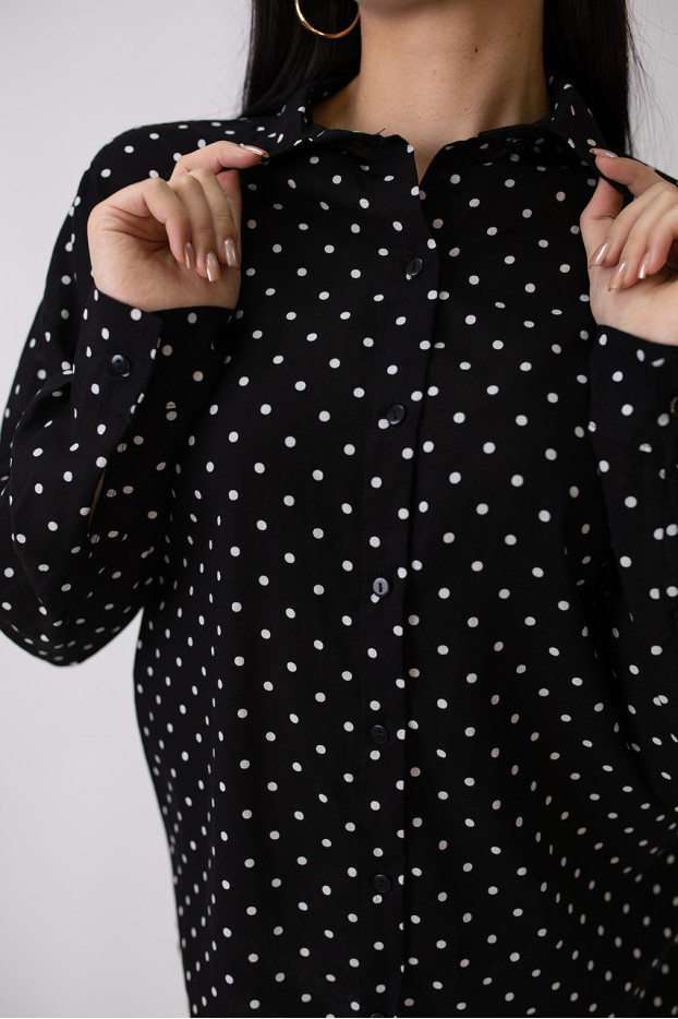 Сорочка жіноча 48-50 чорна у білий горох (2033blM) - фото 6