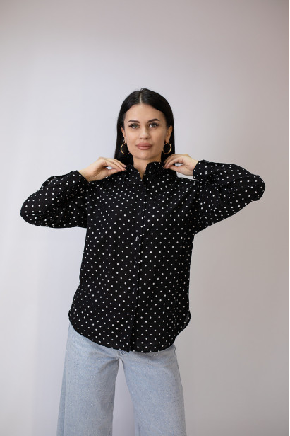 Сорочка жіноча 46-48 чорна у білий горох (2033blS)