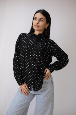 Сорочка жіноча 46-48 чорна у білий горох (2033blS) - фото 3