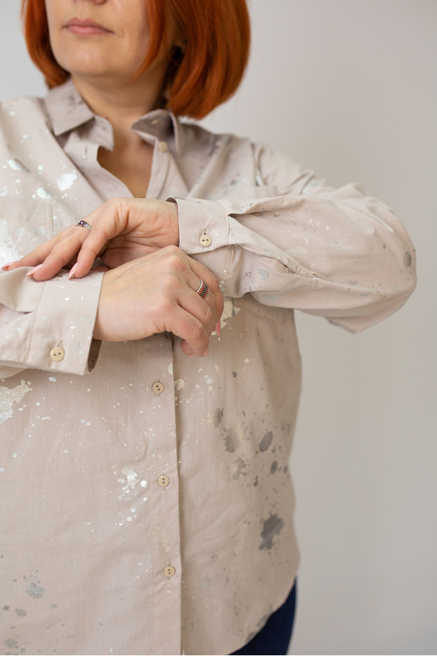 Сорочка жіноча 50 бежевий з сріблом (4013mM) - фото 2