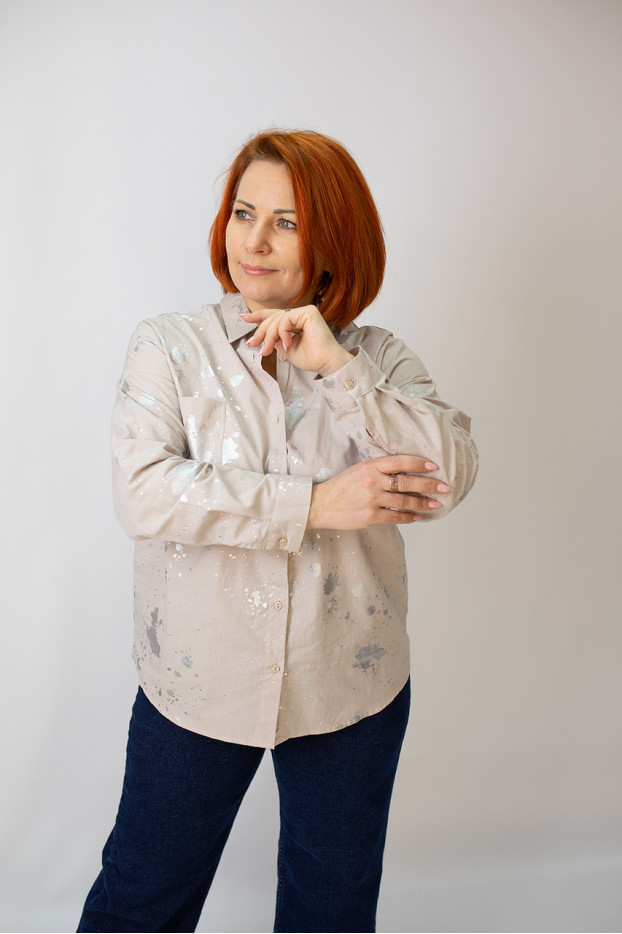 Сорочка жіноча 50 бежевий з сріблом (4013mM) - фото 3
