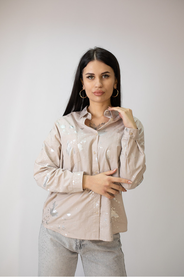 Сорочка жіноча 50 бежевий з сріблом (4013mM) - фото 5