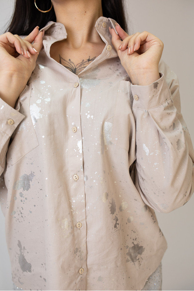 Сорочка жіноча 50 бежевий з сріблом (4013mM) - фото 7