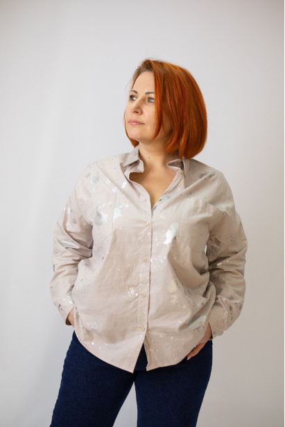 Рубашка женская 50 бежевый с серебром (4013mM)