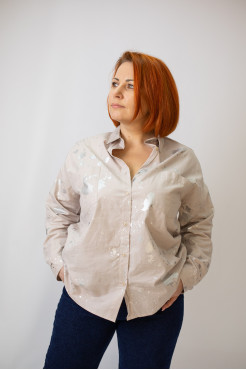 Сорочка жіноча 46-50 бежева з сріблом (4013mS) - фото 1