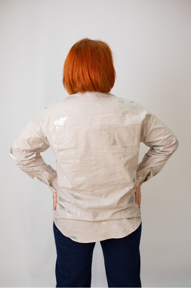 Сорочка жіноча 46-50 бежева з сріблом (4013mS) - фото 4