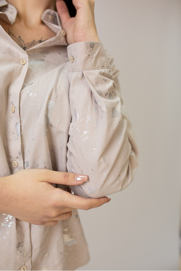 Сорочка жіноча 46-50 бежева з сріблом (4013mS) - фото 6