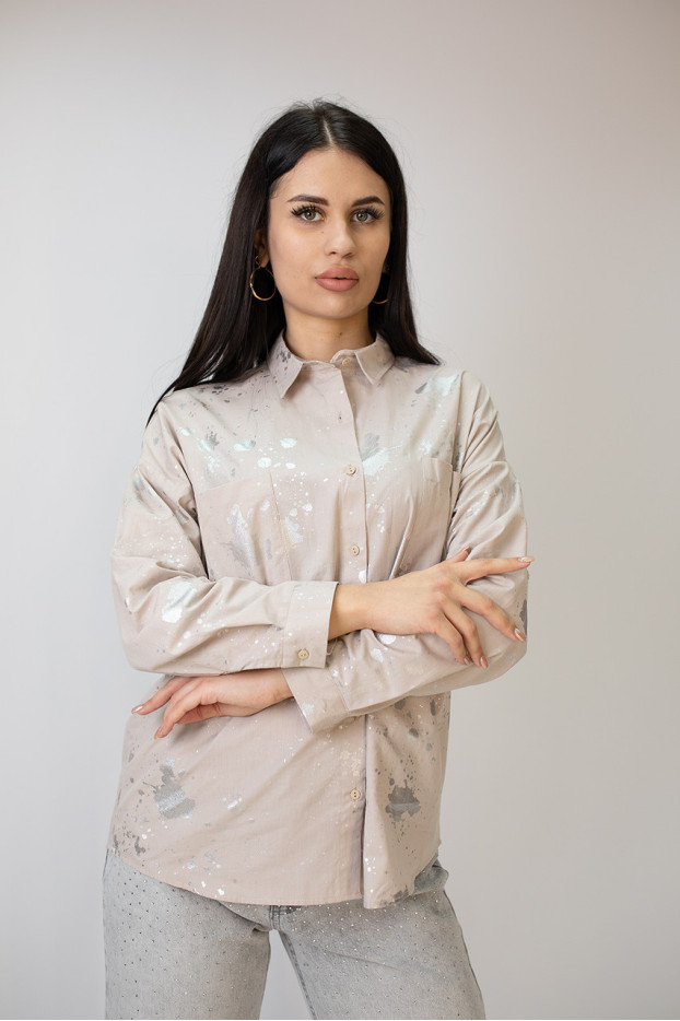 Сорочка жіноча 46-50 бежева з сріблом (4013mS) - фото 8