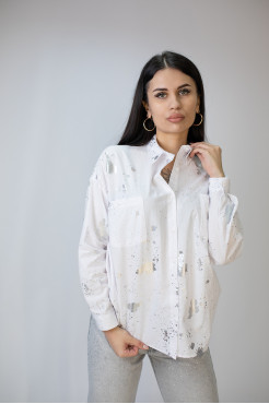 Сорочка жіноча 46-50 біла з сріблом (4013wS) - фото 5