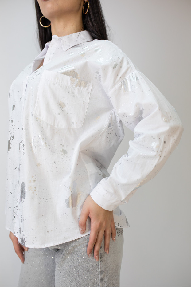 Сорочка жіноча 46-50 біла з сріблом (4013wS) - фото 10