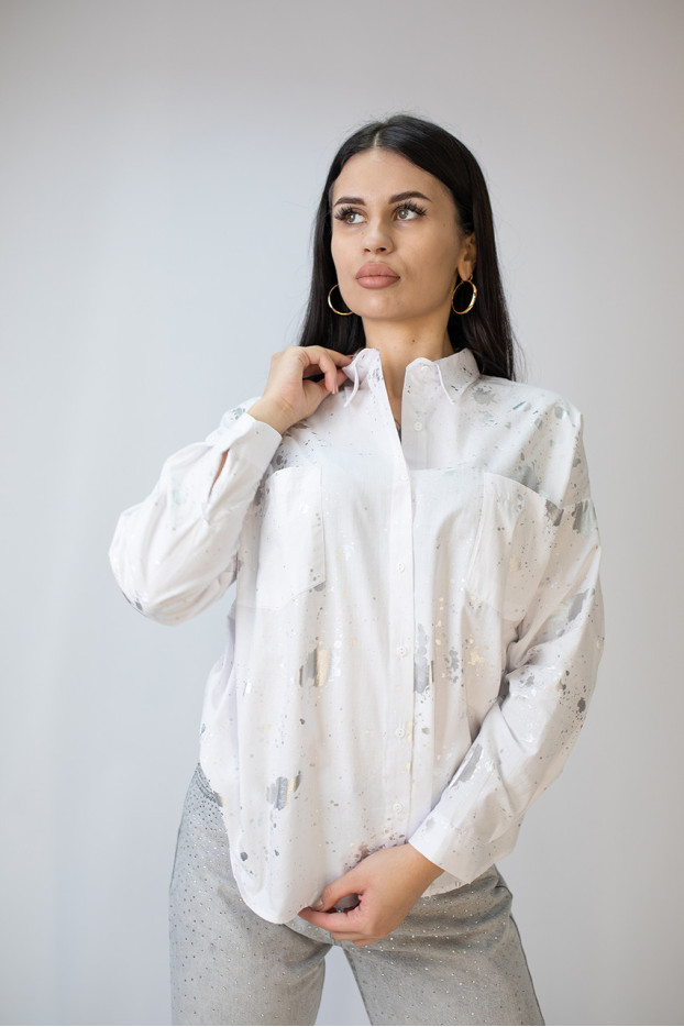 Сорочка жіноча 50 біла з сріблом (4013wM) - фото 6