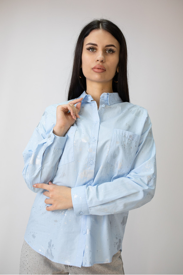 Сорочка жіноча 46-50 блакитна з сріблом (4013skS) - фото 4