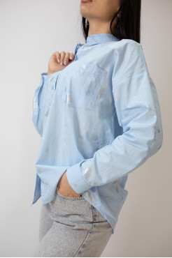 Сорочка жіноча 46-50 блакитна з сріблом (4013skS) - фото 7