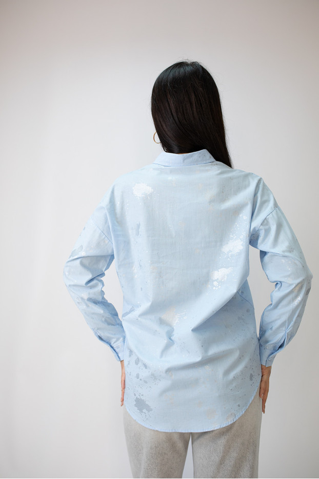 Сорочка жіноча 46-50 блакитна з сріблом (4013skS) - фото 8