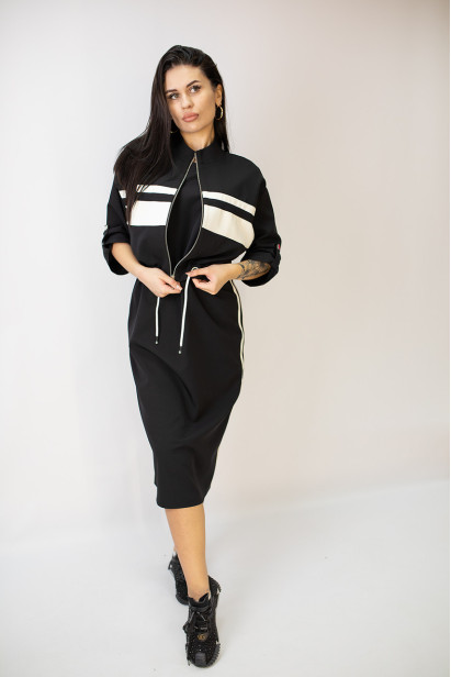 Костюм сукня+бомбер жіноча 42-44 чорна (6431-36)