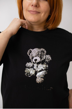Футболка ведмедік з камінчиками 46-50 чорнa (80012bl) - фото 2