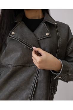 Косуха еко шкіра 44-48 сіра (82358S) - фото 3