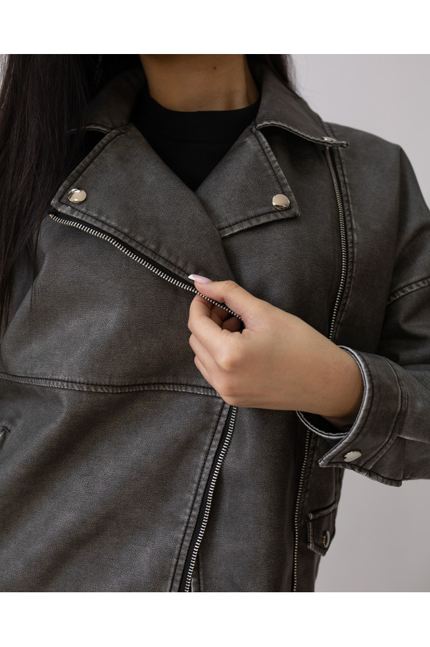 Косуха еко шкіра 44-48 сіра (82358S) - фото 3