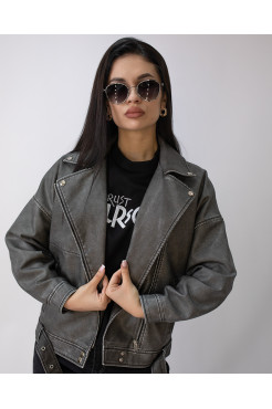 Косуха еко шкіра 44-48 сіра (82358S) - фото 6