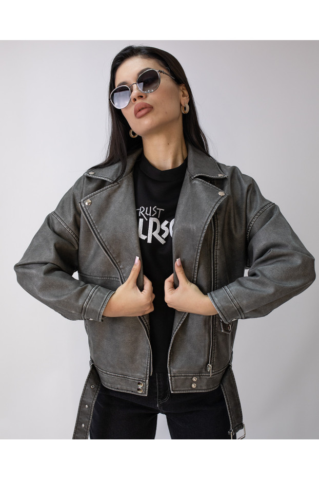 Косуха еко шкіра 44-48 сіра (82358S) - фото 8