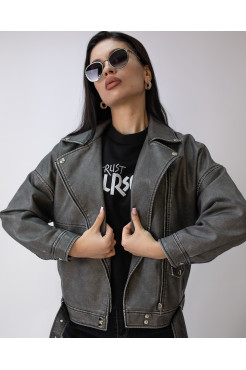 Косуха еко шкіра 44-48 сіра (82358S) - фото 9