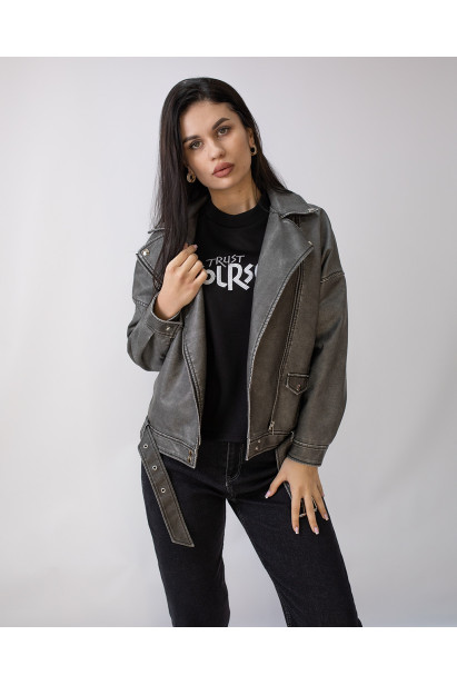 Косуха еко шкіра 44-48 сіра (82358S)