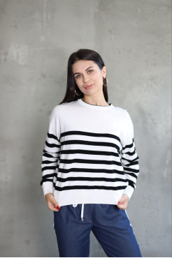 Світшот смужка в'язаний трикотаж 46-50 біло-чорна (823178) - фото 1