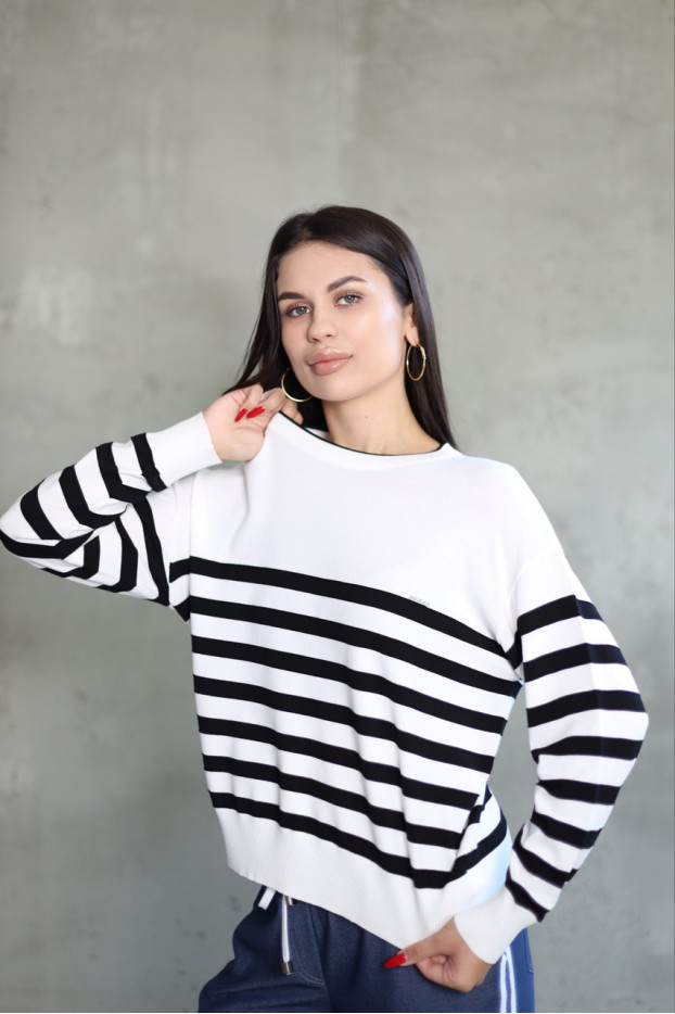 Світшот смужка в'язаний трикотаж 46-50 біло-чорна (823178) - фото 6